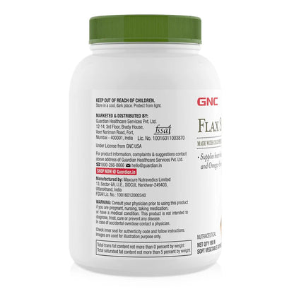 GNC Flax Seed Oil Capsules - Contains Both Omega 3 And Omega 6 Fatty Acids, 180 Soft Vegetarian Capsules