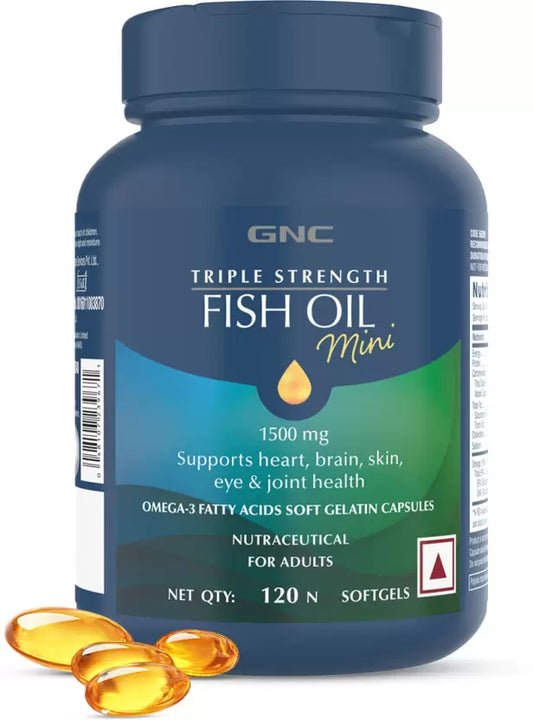 GNC Triple Strength Fish Oil - Omega 3 Capsules | For Healthy Cholesterol Levels